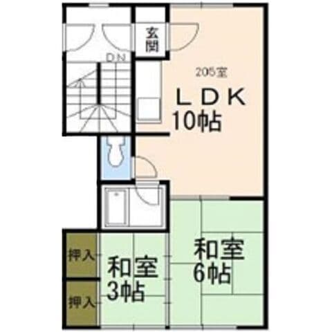 シルク21 205号室(賃貸・2LDK・4.3万円/月)の外観・室内写真