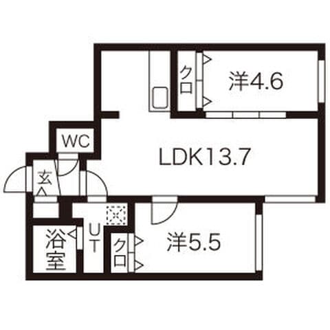 ブランシャールKT&Y麻生 202号室(賃貸・2LDK・9.8万円/月)の外観・室内写真