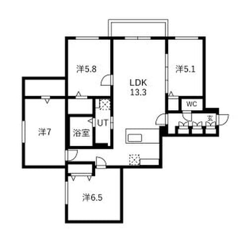 RESIDENCE SAPPORO T-IX(ティクス) 303号室(賃貸・4LDK・13.5万円/月)の外観・室内写真