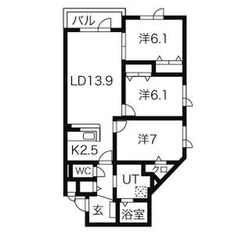 白南ハイツ8 306号室(賃貸・3LDK・8.5万円/月)の外観・室内写真