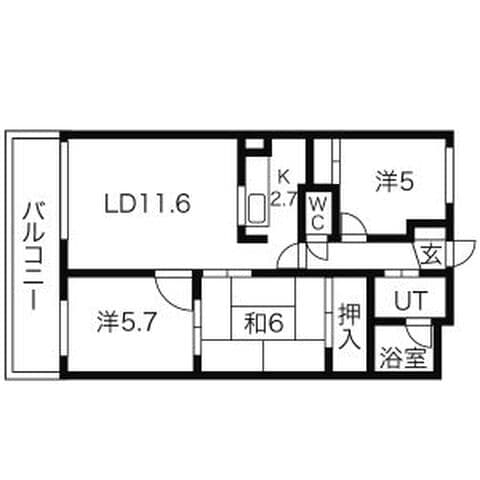 サントアリオ・デ大谷地 110号室(賃貸・3LDK・6.7万円/月)の外観・室内写真