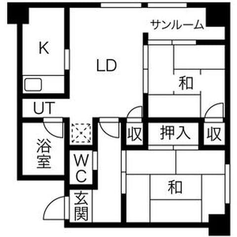 朝日レジデンス 612号室(賃貸・2SLDK・4.4万円/月)の外観・室内写真