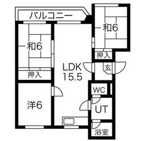 ドミ幌西 203号室(賃貸・3LDK・6.5万円/月)の外観・室内写真