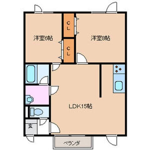 ヒルトップ中の島セカンドB 202号室(賃貸・2LDK・7.5万円/月)の外観・室内写真