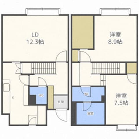 フラット宮ヶ丘 210号室(賃貸・2LDK・10.6万円/月)の外観・室内写真