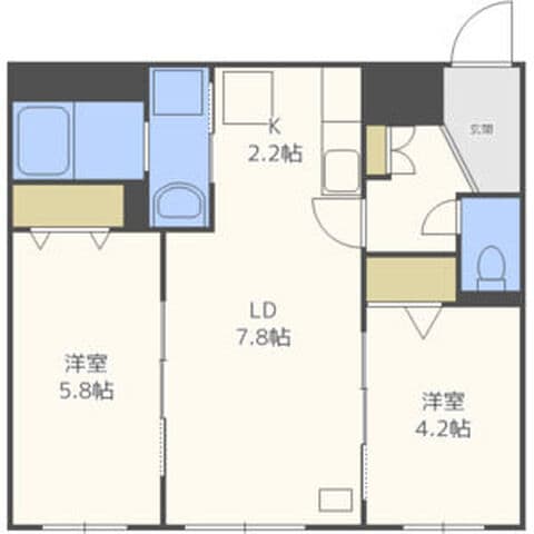 アートレータ厚別 203号室(賃貸・2LDK・7万円/月)の外観・室内写真