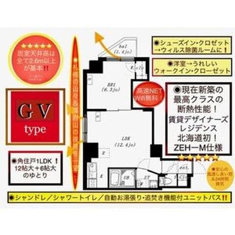 CASA:L/S/V:TOWER 09GV号室(賃貸・1LDK・6.6万円/月)の外観・室内写真