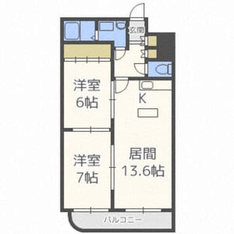 メープル月寒中央駅 402号室(賃貸・2LDK・6.8万円/月)の外観・室内写真